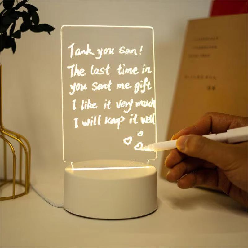 3D Acrylic LED Handwriting Tablet Night Light with Erasable Glow Message Board