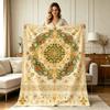 Soft Warm All Season Flannel Blanket with Vintage Floral Medallion Print for Sofa Couch Bed Office Living Room Cozy Throw Blanket for Indoor and Outdo