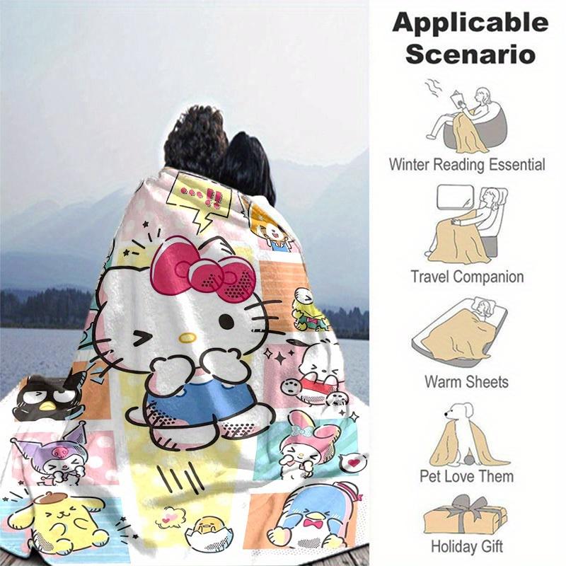 1pc Sanrio Adorable Hello Kitty and Friends Home Decor Blanket: Perfect Gift for Bedroom, Living Room, Travel, Camping, Car, Beach, Office Naps, Cozy