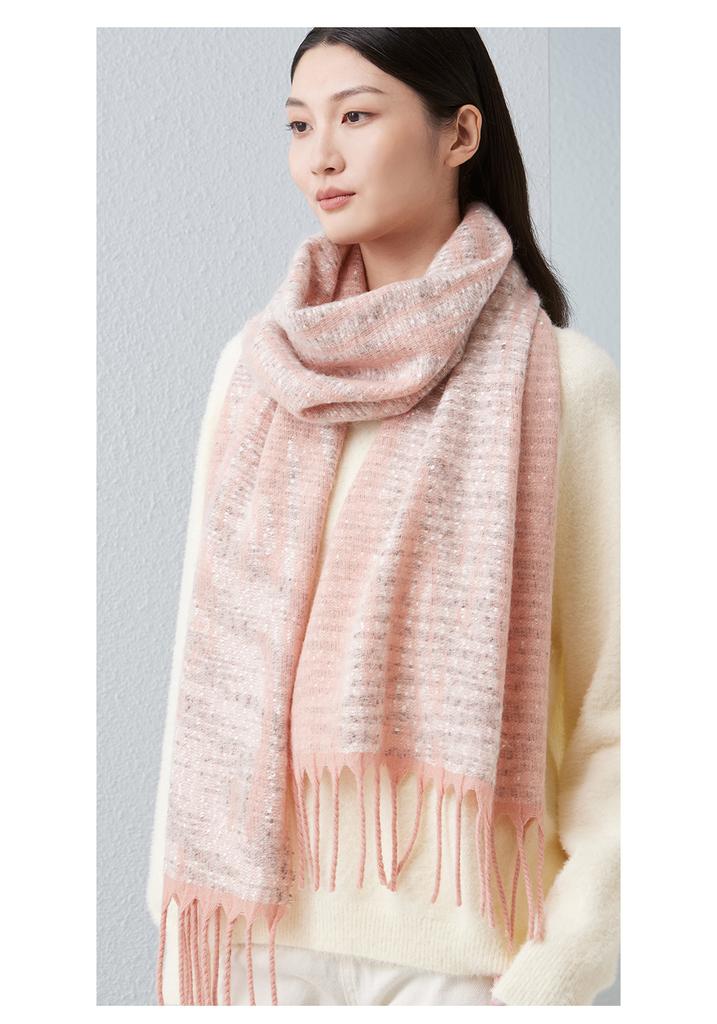 Red Bean Wool Jacquard Scarf for Women, Warm Scarf for Autumn and Winter, Gift for Girlfriend and Mother