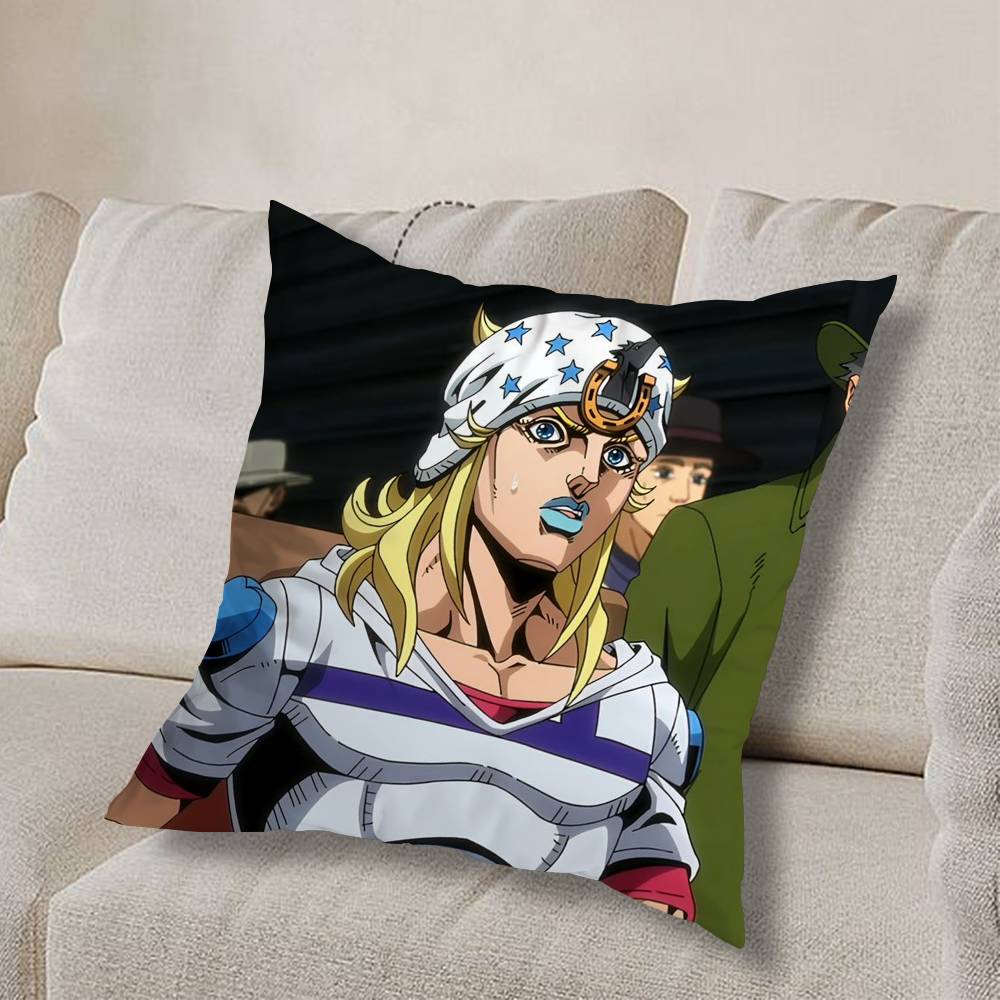 cute J-Johnny Joestar Jojo COOL Pillow Case Anti-dustmite Pillowcase Invisible zipper silky short plush Sofa cushion cover