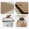 High Foot Trash Can Wood-Like Design Wooden Trash Bin Creative Press Dustbin  Bathroom