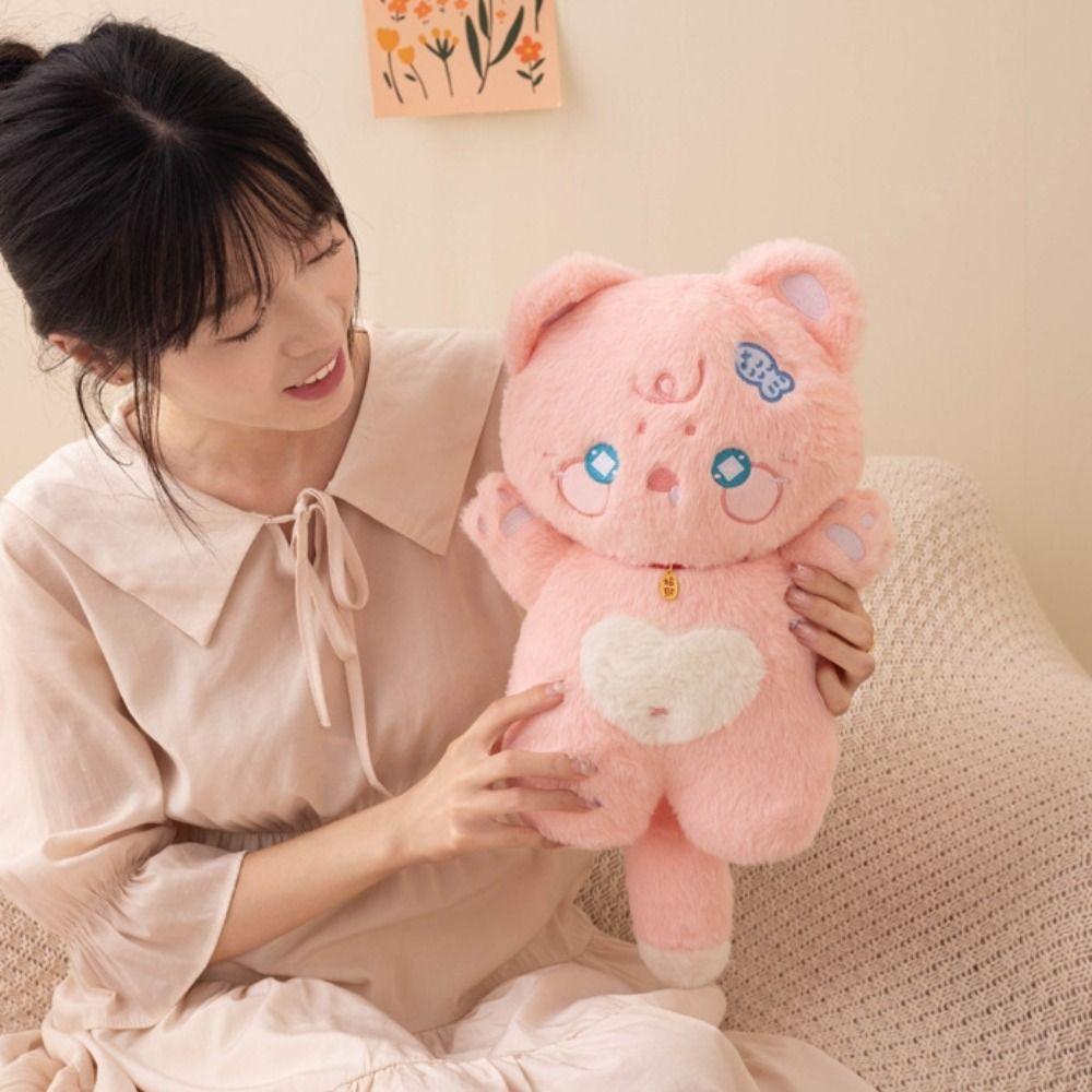 Standing White Cat Plush Pillow PP Cotton Black Cat Plush Doll Cute Cat Plush Toys  Home Decor