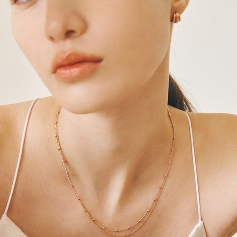 MAYBETOI 14k Marsha Cut Kugel Schicht-Halskette