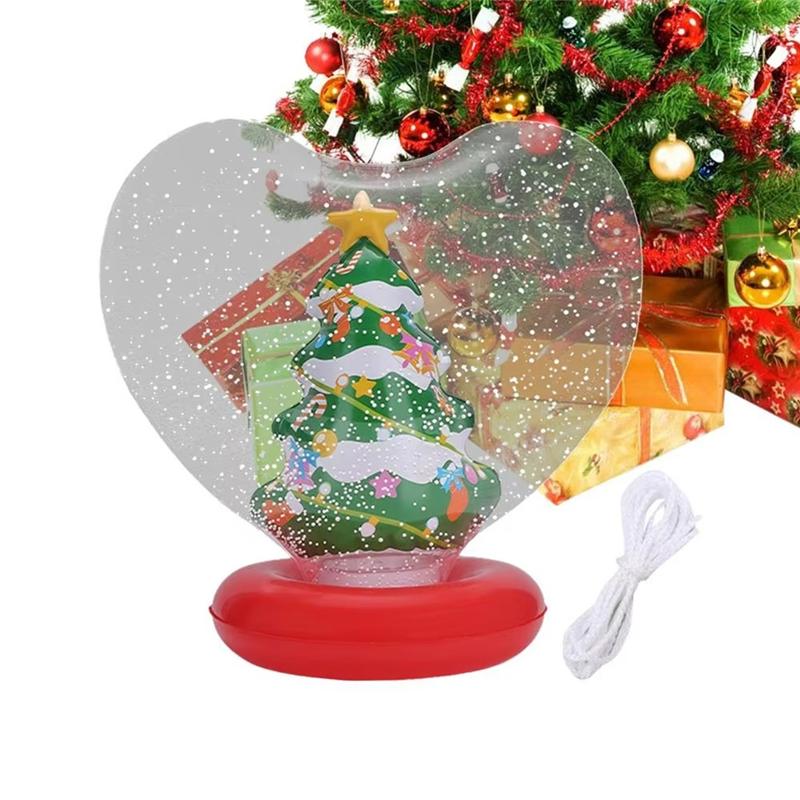B97A-Inflatable Christmas Ball Heart Shape Light Figurine Ornament For Outdoor Yard Pool Holiday Blow Ball
