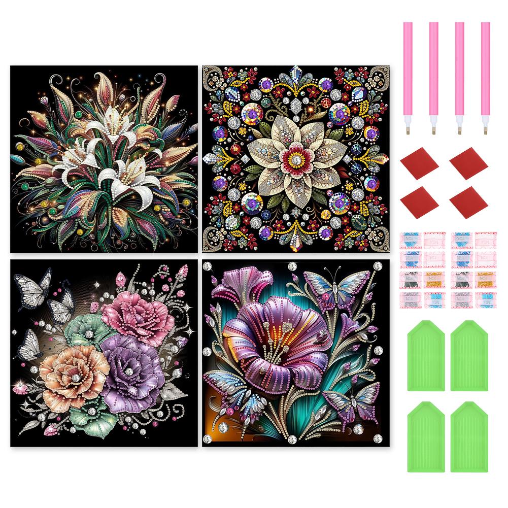 4pcs Partial Drill Special Shape Diamond Painting Kits 30x30cm Crystal Rhinestone Paintings for Home Wall Decor