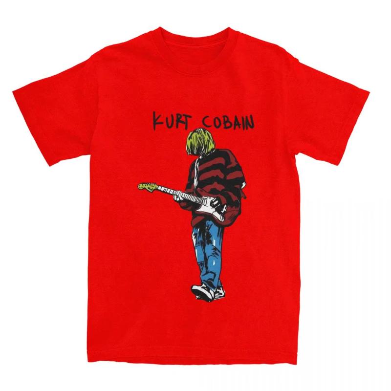 

Unisexs Women Kurt Guitar TShirts stripey Cobain Cotton Tops Summer Vintage Short Sleeve T Shirt O Neck Harajuku Tshirt Big Size L