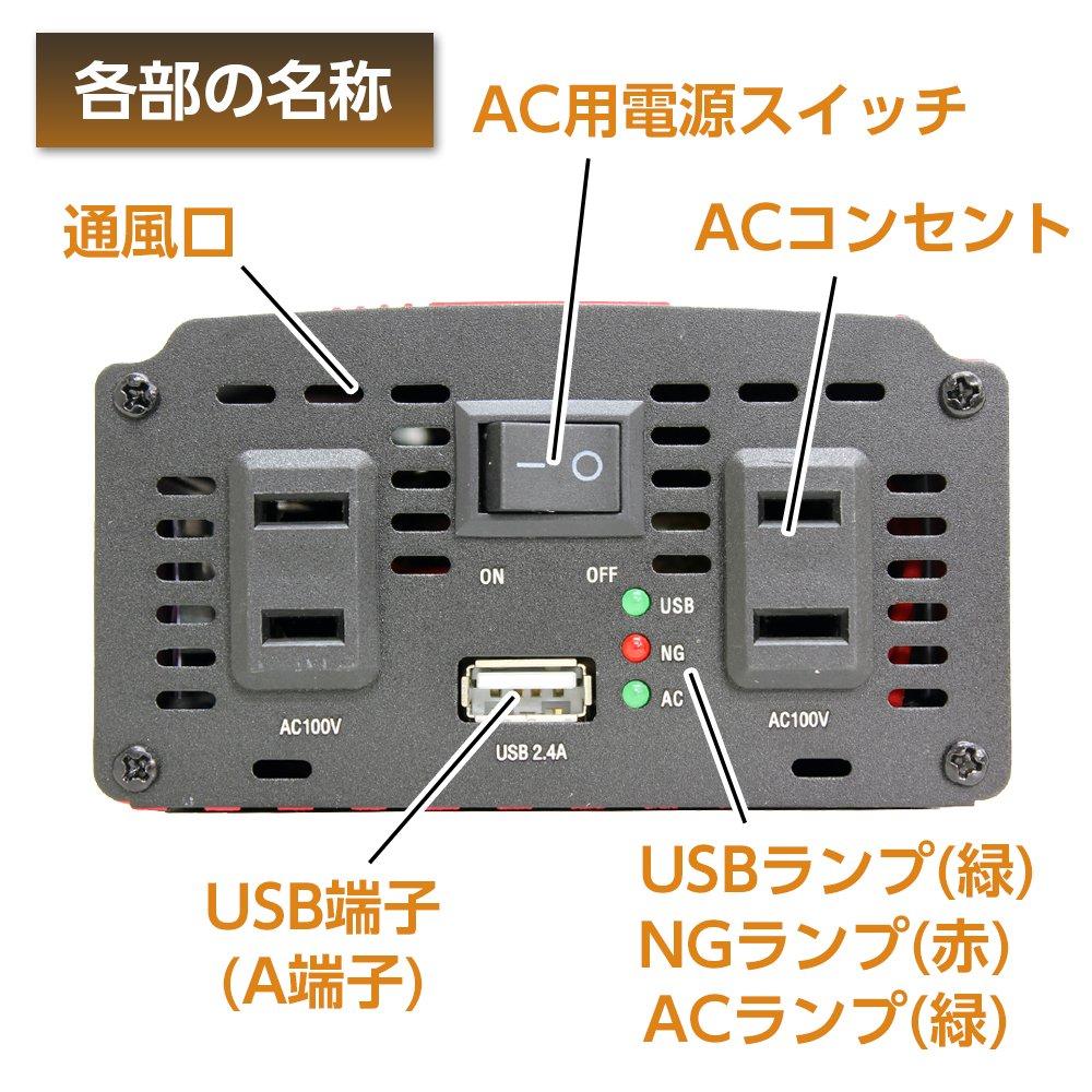 Meltec Car Inverter 2way (USB & Outlet) DC24V 2 Outlets