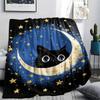 Black Cat Print Flannel Blanket, High Quality Comfortable for All Seasons, Home Decor, Warmth and Comfort, Perfect for Christmas Gifts