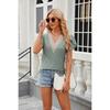 Spring Summer Women's Lace Patchwork V-neck Loose Short Sleeve T-shirt