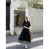 DIMANAF 2026 Plus Size New Dress Summer Women Lady Shirt Dress Floral Loose Beach Casual Long Dresses O-Neck Black