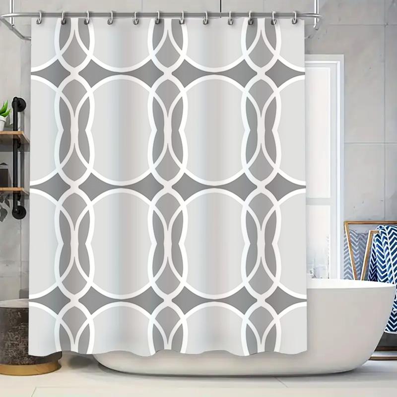 

Luxury Geometric Shower Curtain With White Grey Modern Print For Bathroom Decor Waterproof Fabric Door Cover Set Dimensions: W72 W60H190(CM)-1 Pcs