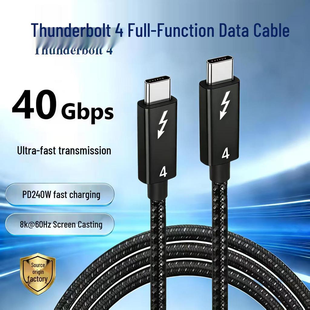 USB4 Thunderbolt 4 Cable: 40Gbps Transfer, 240W Fast Charge, 8K60Hz Display Support, Type-C