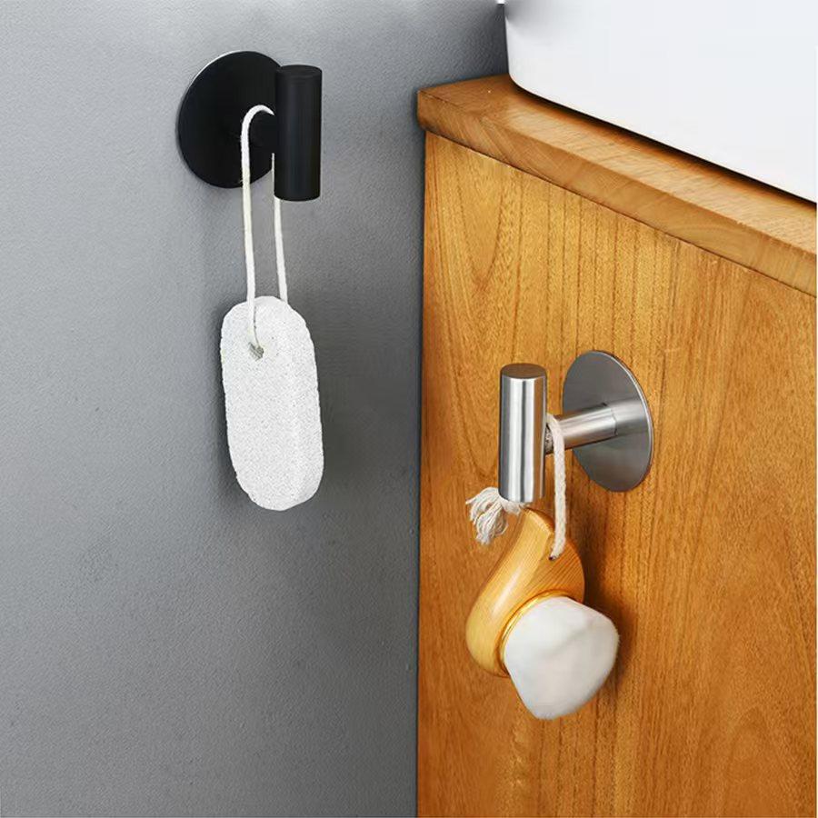 1pc Stainless Steel Self-adhesive Hook Wall Stickers Hanging Hooks Coat Key Towel Holder Bag Hat Hanger Home Accessories Storage