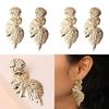 Metal Leaf Earrings With Gold Coating And Bold Design For Women