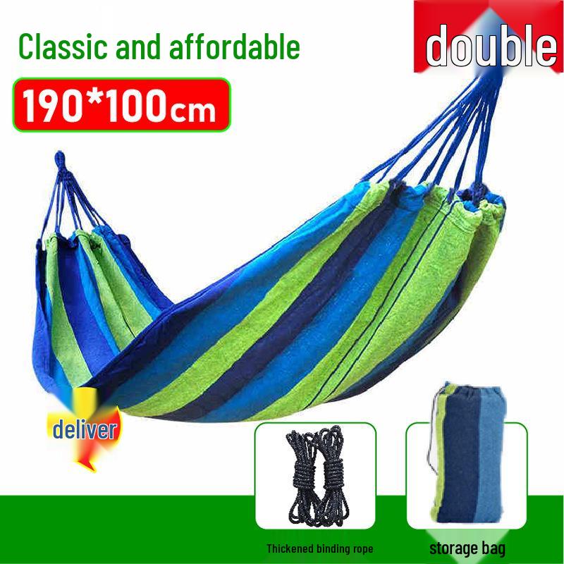Reinforced Wooden Stick Canvas Outdoor Camping Hammock