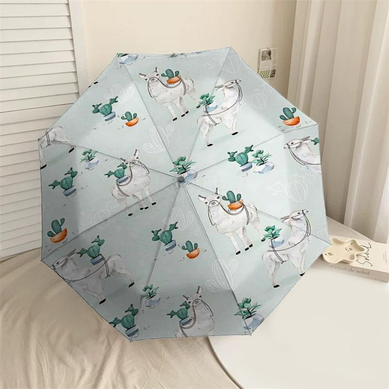

1PC Llama Cactus Automatic Open/Close Umbrella Compact Folding Umbrella with 8-Rib Shaft lightweight esign, Fashion Lovers1233A