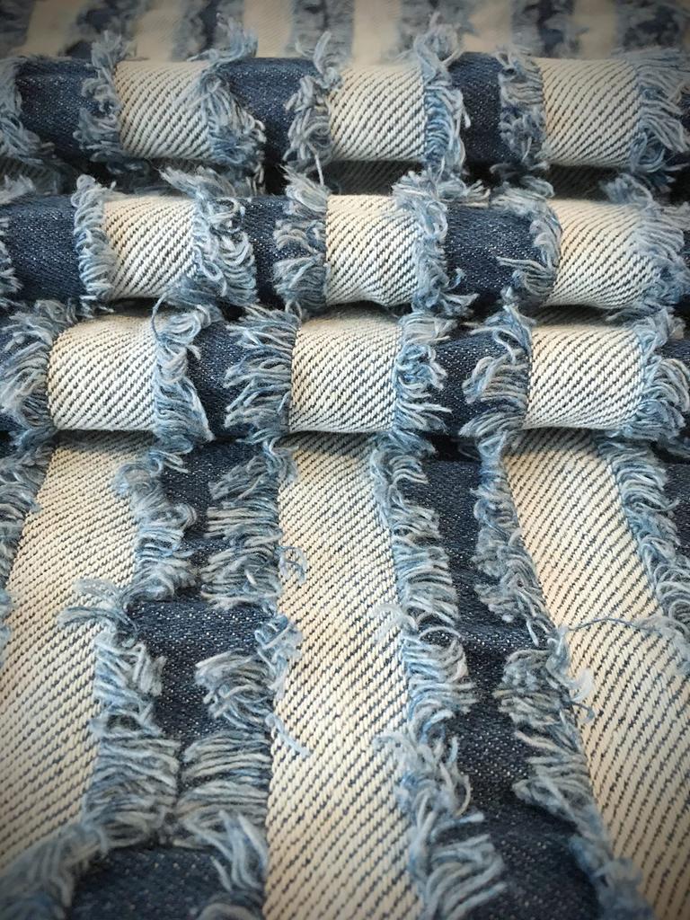 Fringe denim denim denim thin cotton denim fabric scraps light design, fabric, handmade, remake, fabric, (fringe stripe, color)