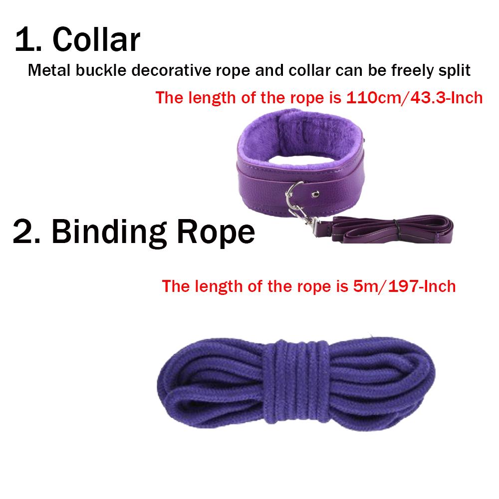 10Pcs  Bondage Restraint Kit for Couples - Leather Handcuffs, Ankle Cuffs, Whip, Gag, Blindfold, Collar & Nipple Clamps