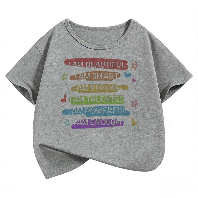 Lovely Fashion Letter Printed  Funny T Shirts Short Sleeve Kids Children's T-shirt Boys Girls Summer Spring Casual Top Tee Shirt