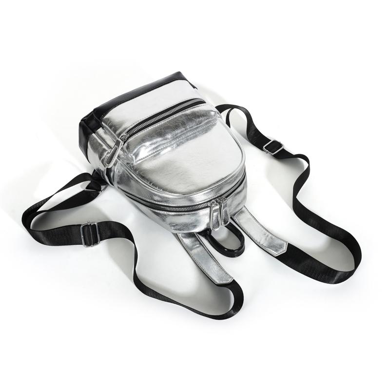 Silver Backpack Women PU Outdoor Backpack