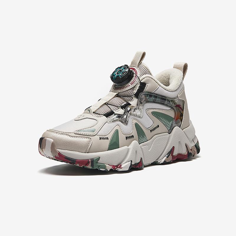 Anta Childrens Summit Thickened Warm Non-Slip Durable Lightweight Shock Absorbing Mid-Top Casual Shoes Kids Casual Shoes Gray A12446917-2