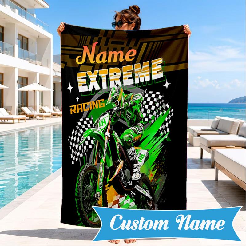 Asciugamano da Spiaggia Personalizzato con Nome e Veicolo Fuoristrada/Pompieri, in Microfibra, Leggero e Asciugatura Rapida, per Viaggi Estivi, Regalo per Piscina