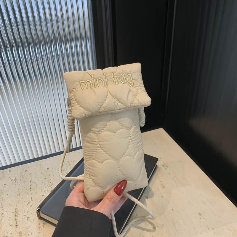 Nylon Rhombus Bag, Simple Letter Style.