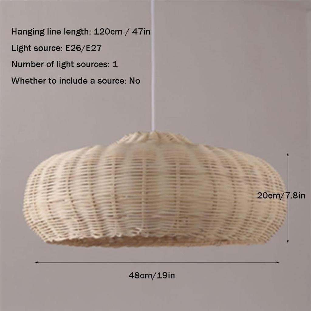JOYINLED Modern Rattan Chandelier, Southeast Asian Style Hand Woven Bamboo Pendant Light Kitchen Island Dining Room Living Room
