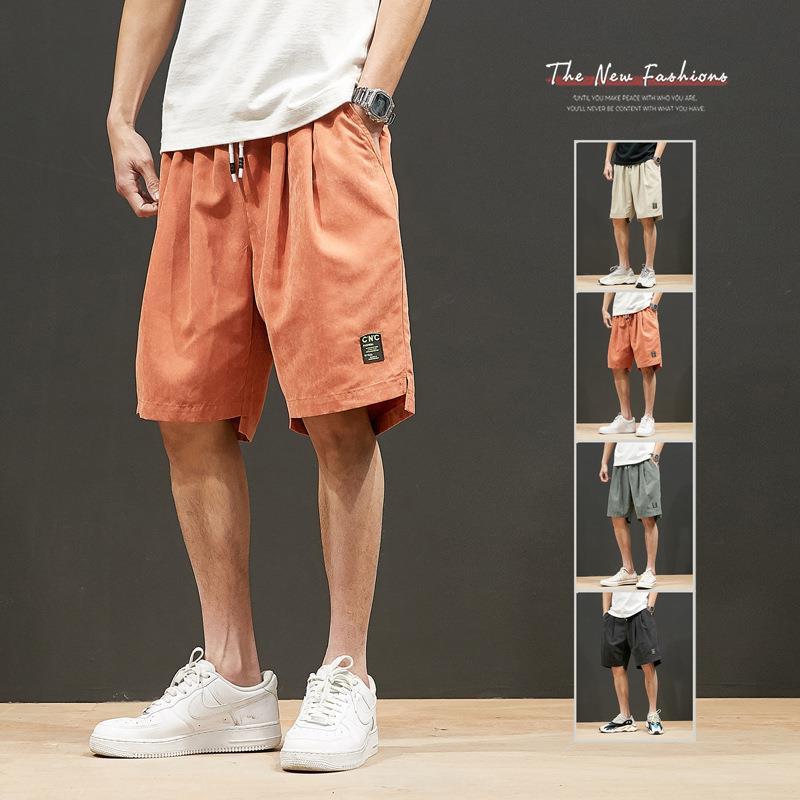 Men's Grey Green Pleated Casual Shorts, Summer Loose Fit Drawstring Shorts with Label Detail