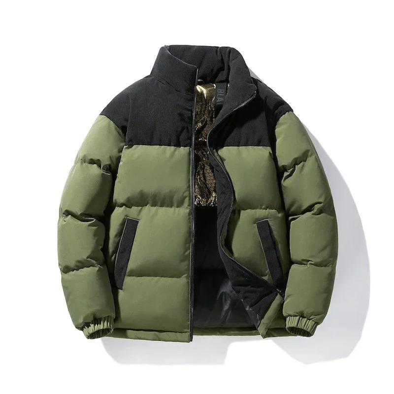 Parkas Men Winter Warm Bubble Coat Stand Collar Cotton Padded Quilted Jacket Harajuku Fashion Oversize Streetwear
