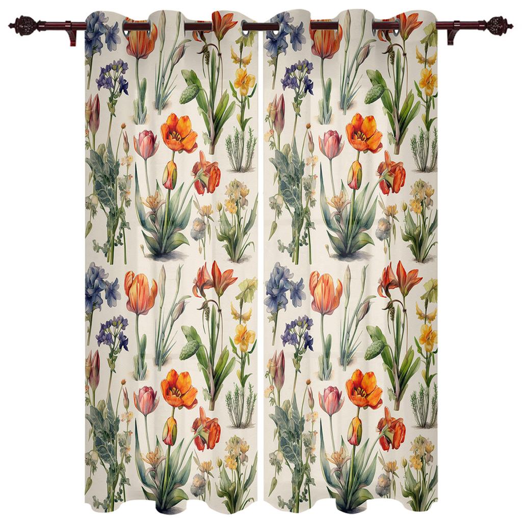 Starožitný květinový list motýl Okenní závěs Obývací pokoj Luxusní záclonový závěs do ložnice Domácí kuchyně Závěs