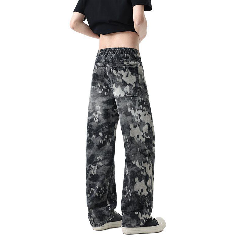 Trendy Men's High-Quality Tie-Dye Loose Jeans - American Retro High Street Style