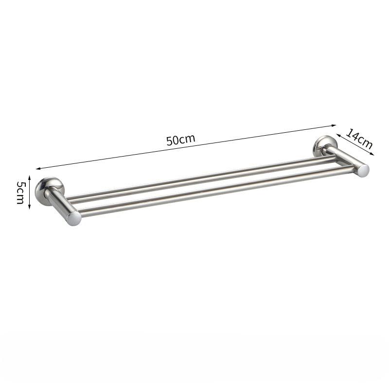 Stainless Steel Stainless Steel Double Towel Bar Wall Mounted Towel Rack Shelf Brushed Bathroom Towel Holder Accessories