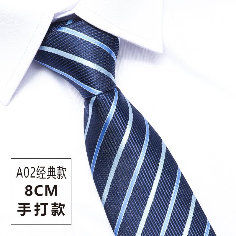 

Мужской деловой галстук для банкета, свадебный наряд жениха, темно-синий в полоску, ручной работы, модный галстук 8 см