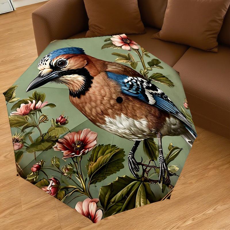1PC Bird Flowers Umbrella-8-Rib Reinforced Portable Folding Travel Suitable for All Seasons Outdoor Daily Use-G327