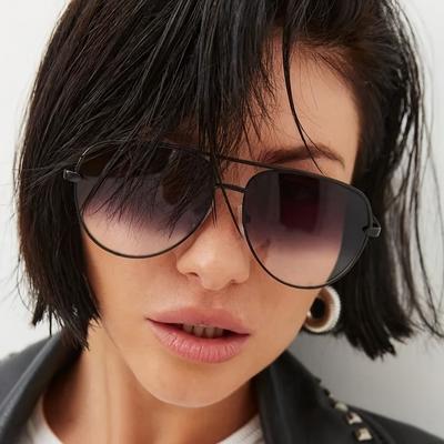Ochelari de soare pentru bărbați, femei și bărbați, cu degrade nepolarizat, ochelari de soare cu cadru metalic, lentile ovale reflectorizante pentru alergare, pod dublu, față subțire pentru picnic și călătorii