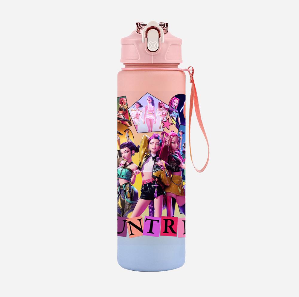 Anime Demon Hunters Printed Character Water Cup Demon Hunters Outdoor Portable Drinking Bottle for Boy Girl Gift