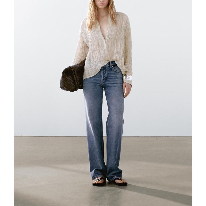 MD Summer New Product Women's Clothes French Style Elegant Texture Ruched Effect Long Sleeves Casual Blouse 5164630