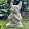 Creative Design Yoga Pose Meditation Dog Resin Statue Ornaments Lovely French Bulldog Figurine Crafts Garden Decor Sculpture