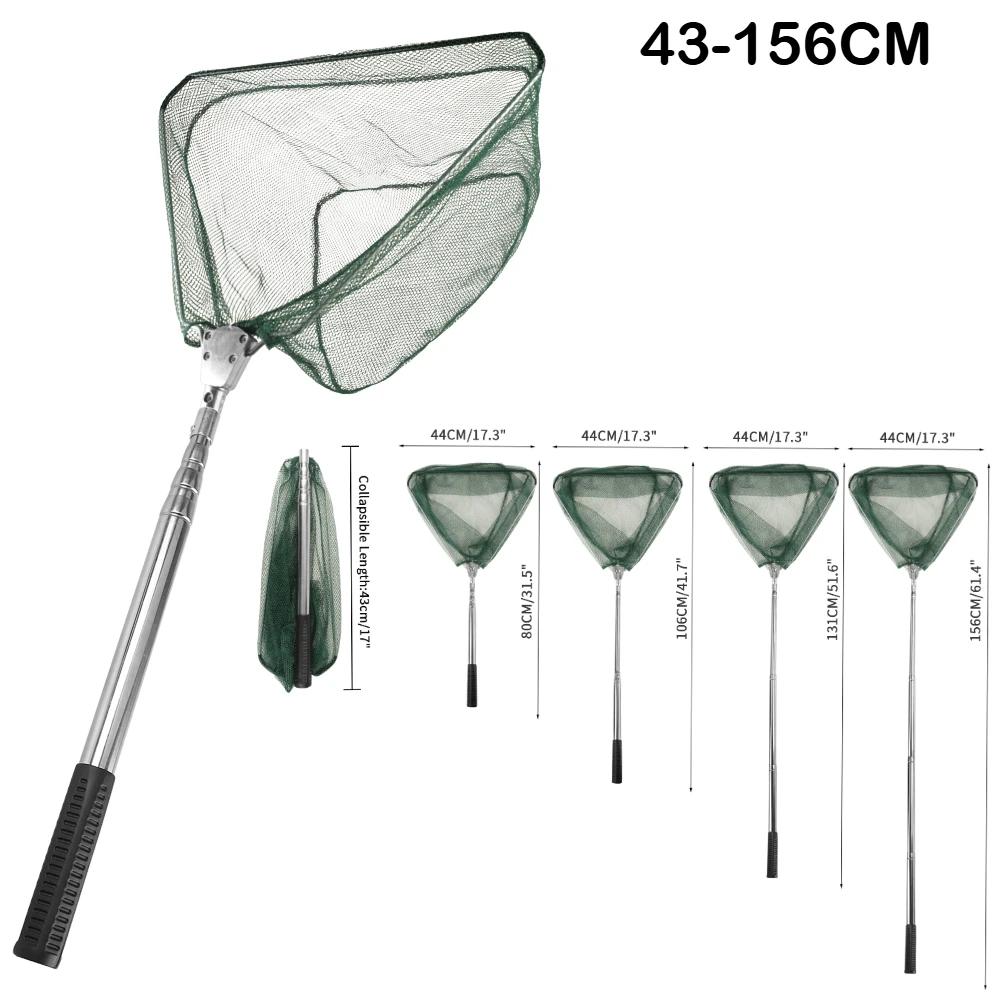 Folding Triangle Fishing Landing Net Telescopic Collapsible Extensible Handle Fishing Hand Net For Fish Carp Trout Catch Release