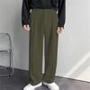Men Suit Pants High Waist Button Zipper Fly Straight Wide Leg Long Pants with