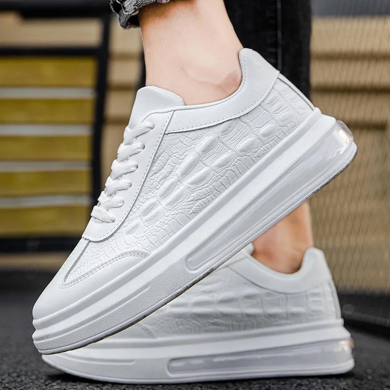 Fashion Sneakers Air Cushion Men Shoes Platform Casual Sneakers for Men Summer 2024 New Comfortable Solid Leisure Leather