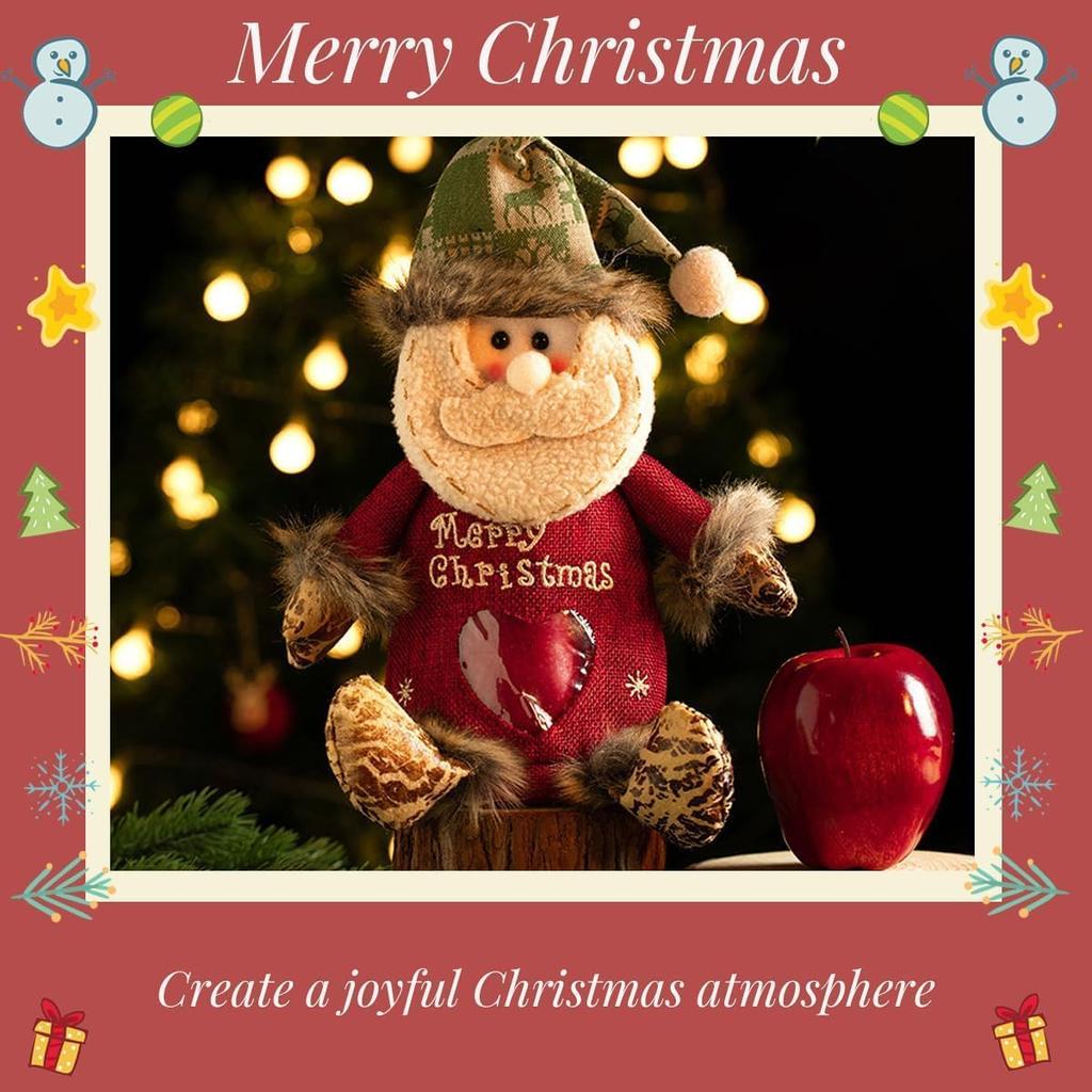 3Pcs Christmas Gifts Candy Bag Zipper Reusable Cartoon Doll Bags with Santa Snowman Style for Party and Festival