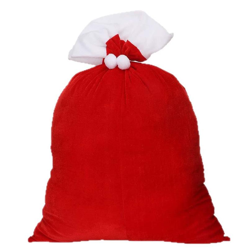1PC with Drawstring Cord for Xmas Present Toys Sack Bags 70x50cm Velvet Large Santa's Present Santa Claus Bags Christmas