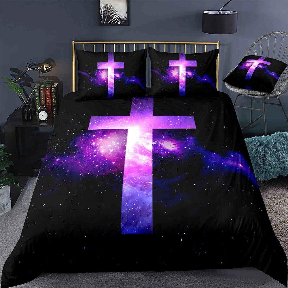 

Jesus Cross Duvet Cover Set King Queen Size Christian Retro Design Polyester Quilt Cover For Teens Adult Jesus Christ Believer EU single(135x200cm)