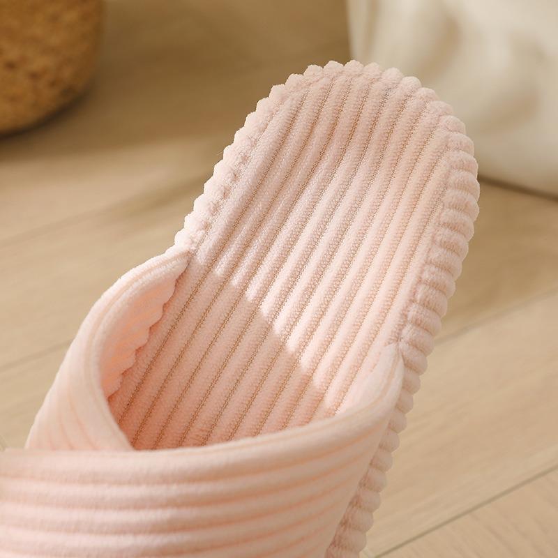 New corduroy thick-soled adhesive cotton slippers household autumn home indoor cross-pelvic sole shoes women