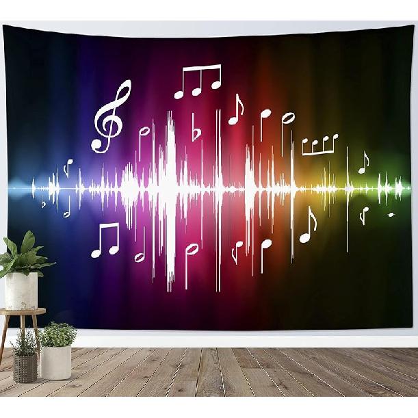 HVEST Music Tapestry Jumping Musical Notes Wall Hanging Hippie Wall Tapestries for Bedroom Living Room Dorm Party Wall Decor,60Wx40H inches