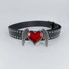 Y2k Black Rivet Belt Hip-hop Jeans Belt Vintage Heart Waistband  Men Women