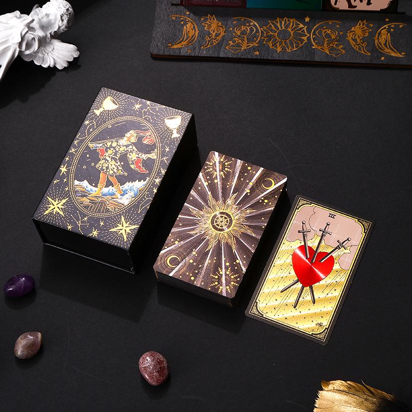 Gold Foil Waterproof Tarot Cards - Wear-Resistant Tabletop Game Toy